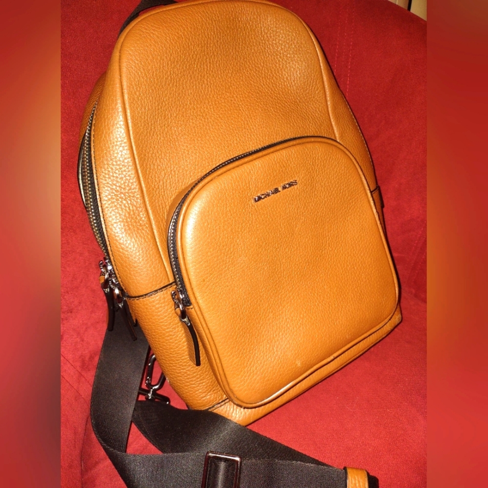 Michael Kors Cooper Commuter Sling Pack Embossed Leather Backpack